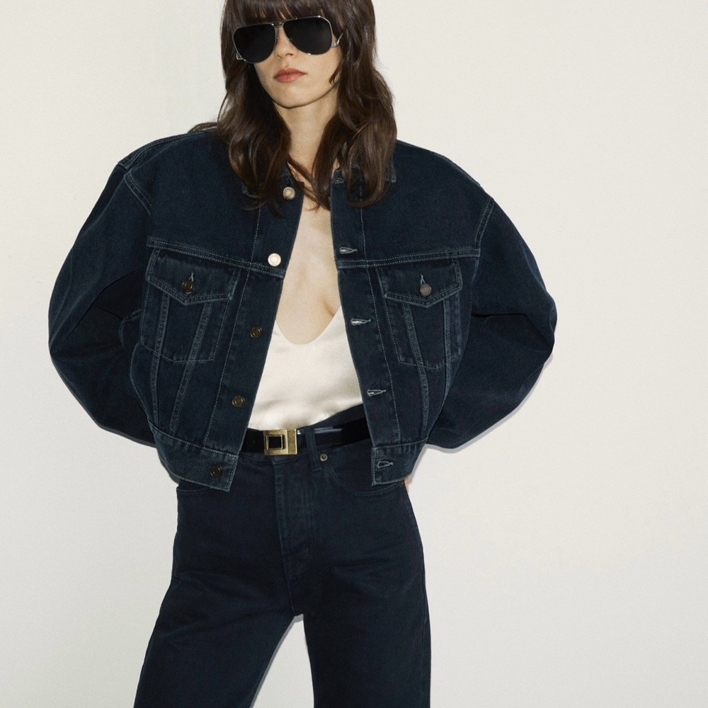 Saint Laurent “80’s” Jacket Dark Blue Black Denim Jacket” NWT